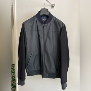 Loro Piana leather-baby cashmere navy blue jacket, XL.